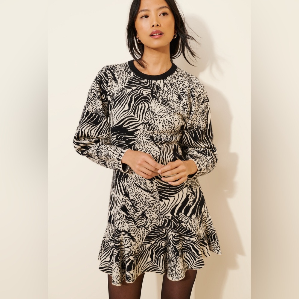 Anthropologie Slim Ruffle Knit Mini Dress NWT